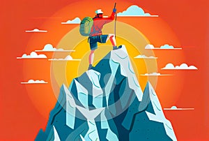 rock climber conquers the summit illustration. Generative AI
