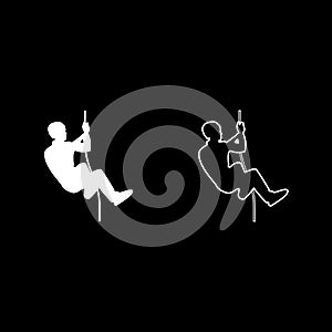 Rock climber icon set white color illustration flat style simple image