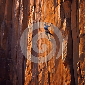 Rock climber photo realistic illustration - Generative AI.