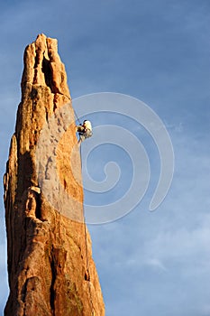 Rock Climber Rappelling