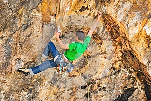 Rock climber on a rock.