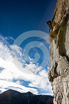 Rock climber on a rock face.