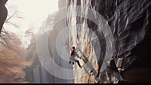 Rock Climber on rock ledge