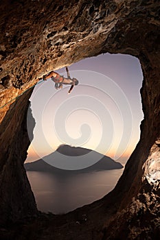 Rock climber at sunset