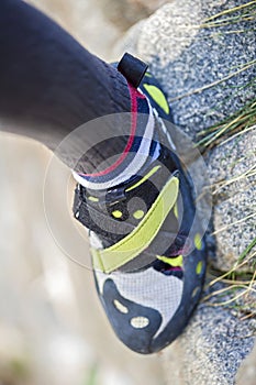 Rock climber taking selfie