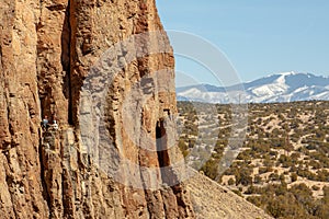 Rock climbers at Diablo Canyon in Santa Fe, New Mexico, USA