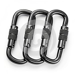 Rock climbing carabiners set with locking mechanism photo