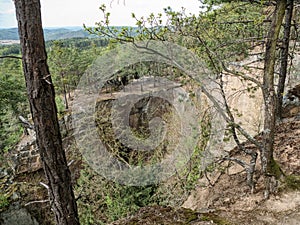 rock climbing cliff in old granite mine