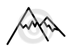 Rock climbing flat line icon. Alpinism, mountaineering, hiking equipment. Outline sign for mobile concept and web design, store