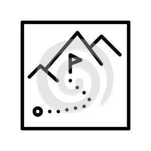 Rock climbing flat line icon. Alpinism, mountaineering, hiking equipment. Outline sign for mobile concept and web design, store