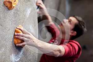 Rock climbing indoors photo