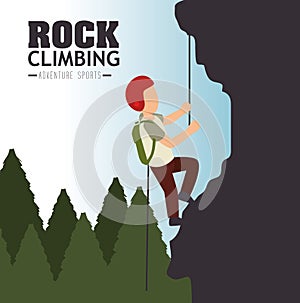 Rock climbing man emblem graphic
