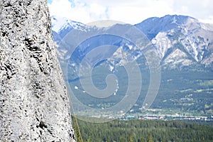 Rock climbing ropes in mountains