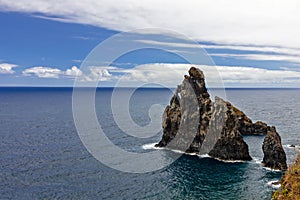Rock coastal landscape ocean view with cliff, Portugal