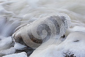 Rock covered with ice