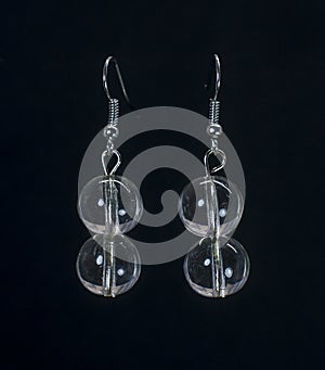 Rock crystal sfere earrings from antique lamps black