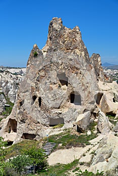 Rock cut cave houses, Goreme national park, Cappadocia Turkey
