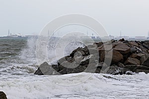 Rock dam protect sea coastal erosion use for natural protection