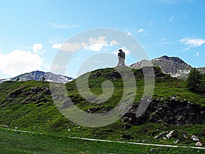 Rock eagle on the Simplon Pass in Switzerland.