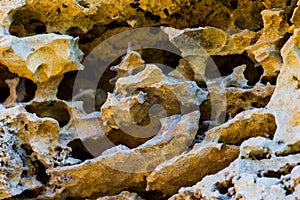 Rock erosion holes in a stone massive