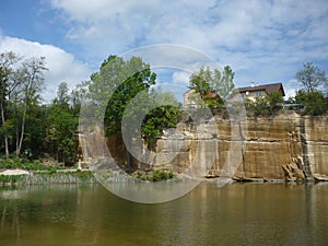 The rock face and small lake on KoÅ¡utka in Pilsen