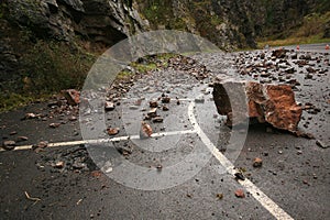 Rock fall in Cheddar Gorge