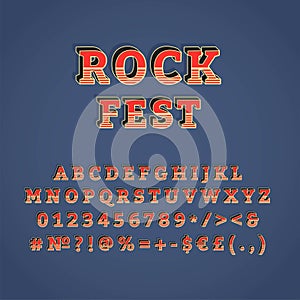 Rock fest vintage 3d vector alphabet set