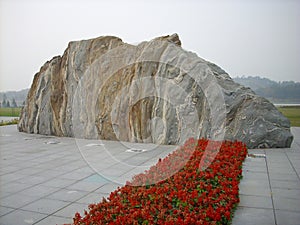 Rock and flowers