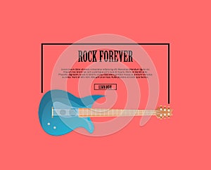 Rock forever poster with blue acoustic guitar