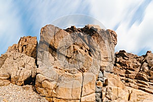 Rock formation against sky in Sillon de Talbert area