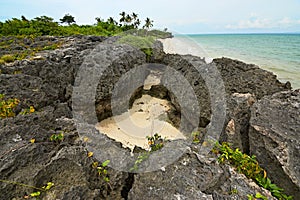 Rock formation at the beach in Bantayan Island, Philippines