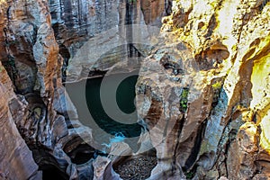 Rock formation in Bourke`s Luck Potholes in Blyde canyon reserve