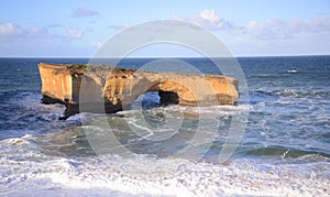 A rock formation called London Bridge on the south coast of Victoria Australia photo