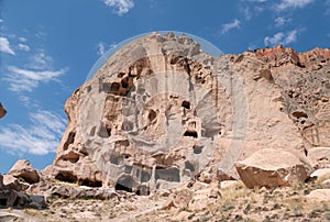 Rock formation  and cave houses in Cappadocia