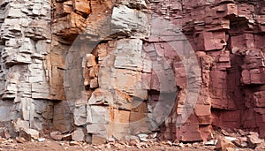 Rock formation on cliff, nature abstract beauty in summer generated by AI