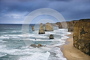 Rock formation on coast.