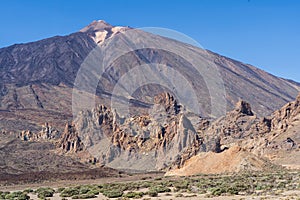 Rock formation in front of majestic volcano Teide Tenerife, Canary Islands photo