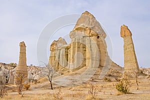 Rock formation landscape in Cappadocia, Turkey