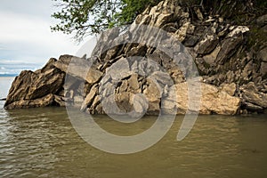 Rock formation at the mouth of Sanyati Gorge, Lake Kariba