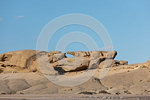Rock formation in Namib desert in sunset, landscape