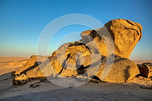 Rock formation in Namib desert in sunset, landscape