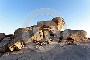 Rock formation in Namib desert in sunset, landscape