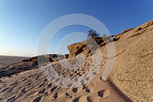 Rock formation in Namib desert in sunset, landscape