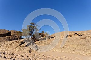 Rock formation in Namib desert in sunset, landscape