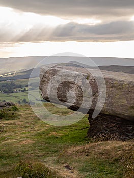 Rock formation near stanage edge in the peak district of great b