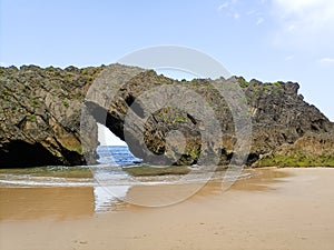 Rock formation in San Antolin beach, Spain