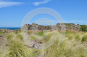 Rock formation by the sea at Bombo on the South Coast of New South Wales, Australia