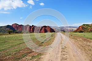 Rock formation Seven bulls and a broken heart in Kyrgyzstan