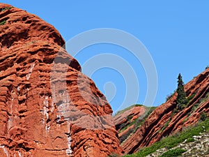 Rock formation Seven bulls and a broken heart in Kyrgyzstan