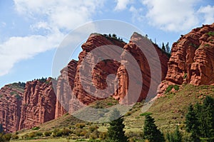 Rock formation Seven bulls and a broken heart in Kyrgyzstan